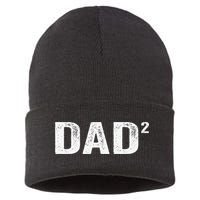 Dad2 Dad Squared Father Of Two Twins Fathers Day Idea Sustainable Knit Beanie