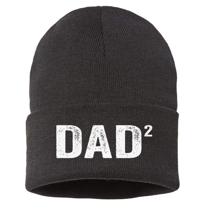 Dad2 Dad Squared Father Of Two Twins Fathers Day Idea Sustainable Knit Beanie