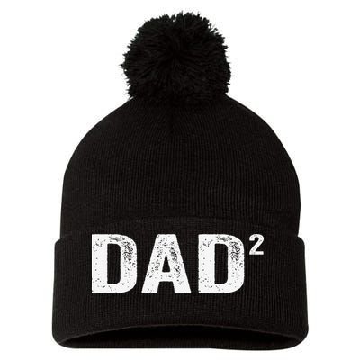 Dad2 Dad Squared Father Of Two Twins Fathers Day Idea Pom Pom 12in Knit Beanie