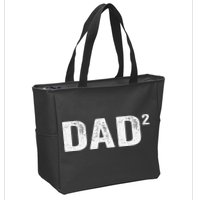Dad2 Dad Squared Father Of Two Twins Fathers Day Idea Zip Tote Bag