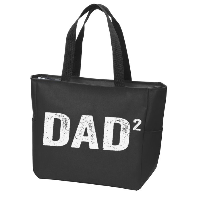 Dad2 Dad Squared Father Of Two Twins Fathers Day Idea Zip Tote Bag