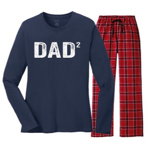 Dad2 Dad Squared Father Of Two Twins Fathers Day Idea Women's Long Sleeve Flannel Pajama Set 