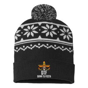 Dtf Down To Fiesta Funny Mexican Skull Cinco De Mayo USA-Made Snowflake Beanie