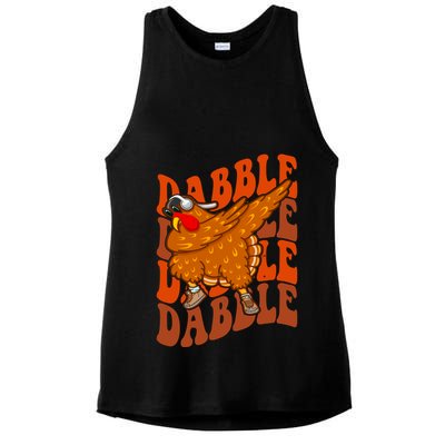 Dabble Dab Turkey Thanksgiving Ladies PosiCharge Tri-Blend Wicking Tank