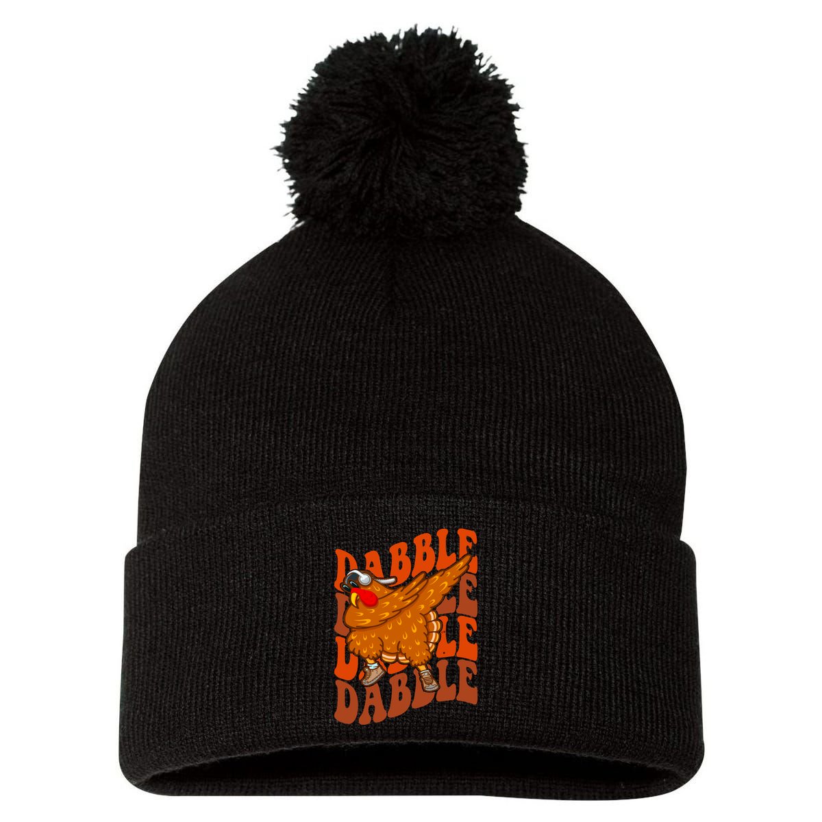 Dabble Dab Turkey Thanksgiving Pom Pom 12in Knit Beanie