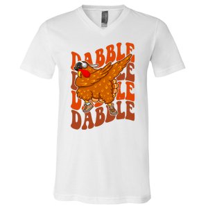 Dabble Dab Turkey Thanksgiving V-Neck T-Shirt