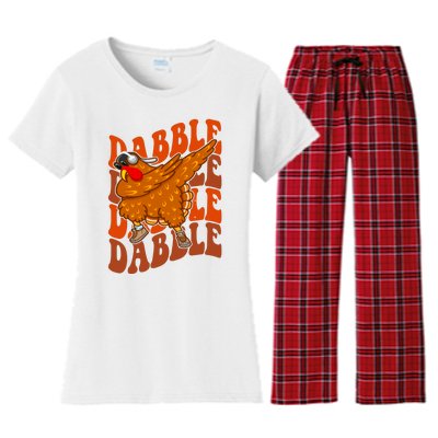 Dabble Dab Turkey Thanksgiving Women's Flannel Pajama Set