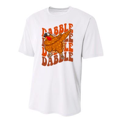 Dabble Dab Turkey Thanksgiving Youth Performance Sprint T-Shirt