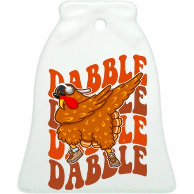 Dabble Dab Turkey Thanksgiving Ceramic Bell Ornament