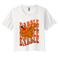 Dabble Dab Turkey Thanksgiving Women's Crop Top Tee
