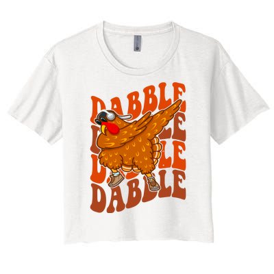 Dabble Dab Turkey Thanksgiving Women's Crop Top Tee