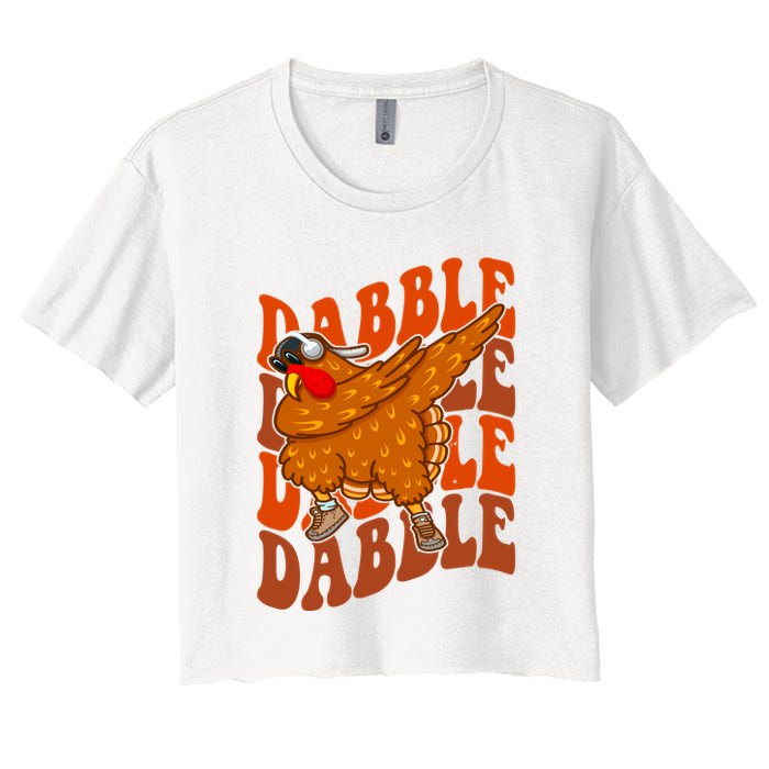 Dabble Dab Turkey Thanksgiving Women's Crop Top Tee