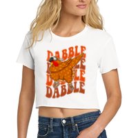 Dabble Dab Turkey Thanksgiving Women's Crop Top Tee
