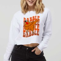Dabble Dab Turkey Thanksgiving Cropped Pullover Crew