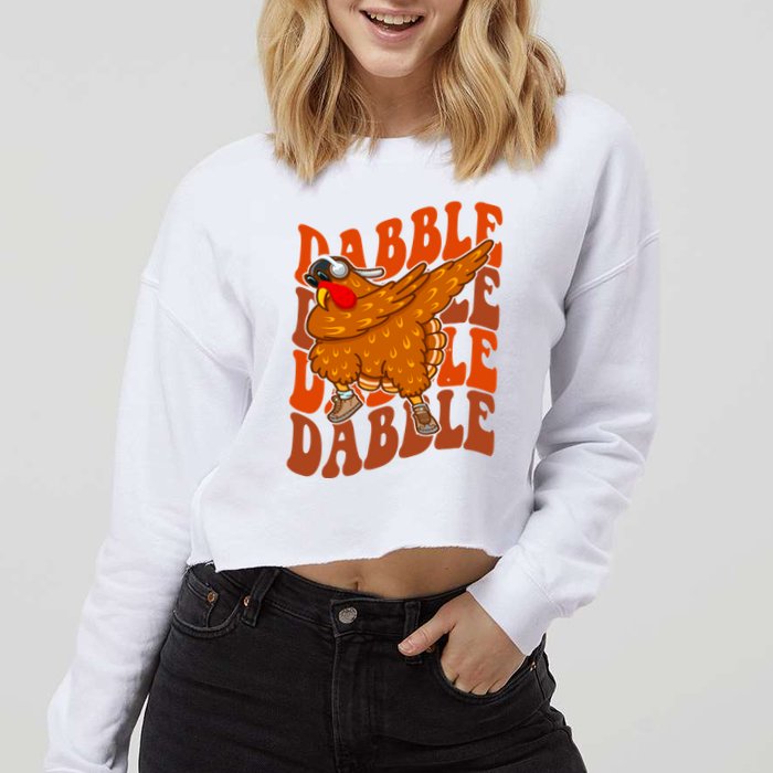 Dabble Dab Turkey Thanksgiving Cropped Pullover Crew