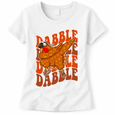Dabble Dab Turkey Thanksgiving Womens T-Shirt