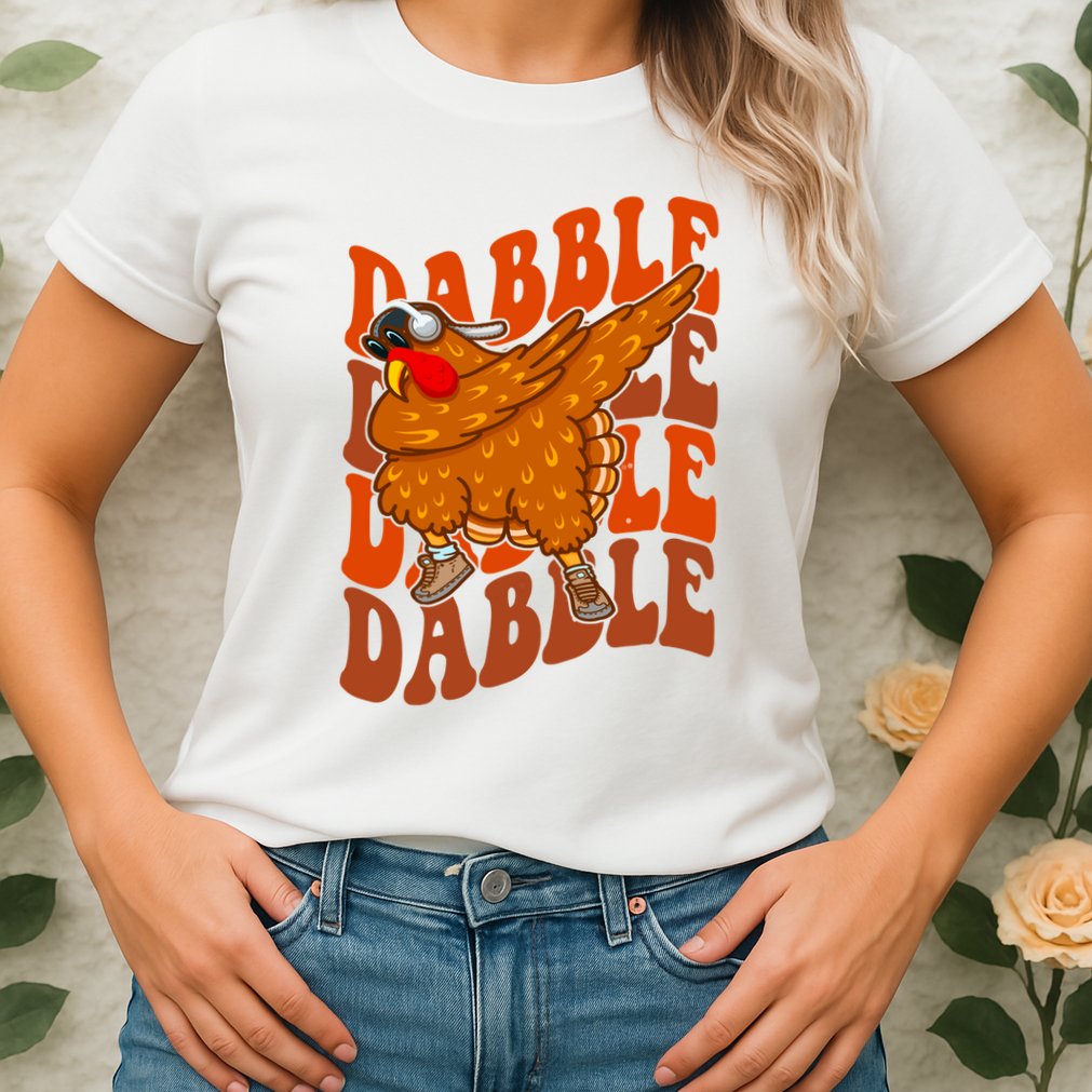 Dabble Dab Turkey Thanksgiving Womens T-Shirt