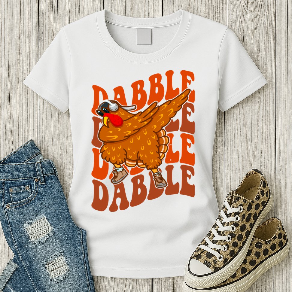 Dabble Dab Turkey Thanksgiving Womens T-Shirt