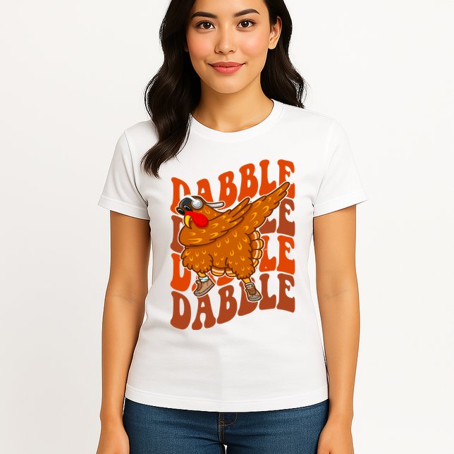 Dabble Dab Turkey Thanksgiving Womens T-Shirt