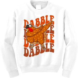 Dabble Dab Turkey Thanksgiving Kids Sweatshirt