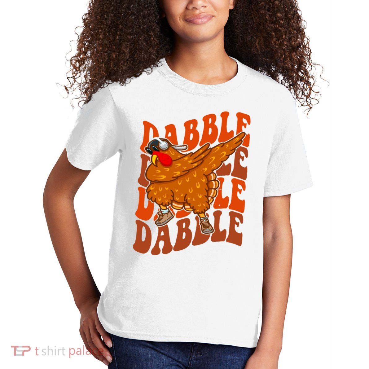 Dabble Dab Turkey Thanksgiving Kids T-Shirt