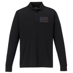 Distressed Donald Trump 2024 Performance Long Sleeve Polo