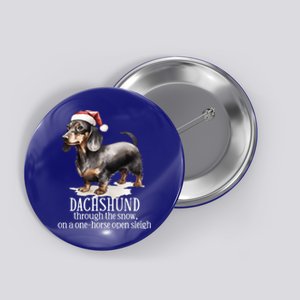 Dachshund Dog Through The Snow Christmas Dog Pun Funny Xmas Gift Button