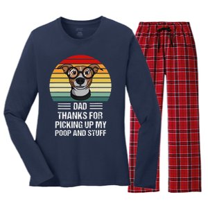 Dog Dad Thanks For Picking Up My Poop Gift Women's Long Sleeve Flannel Pajama Set 