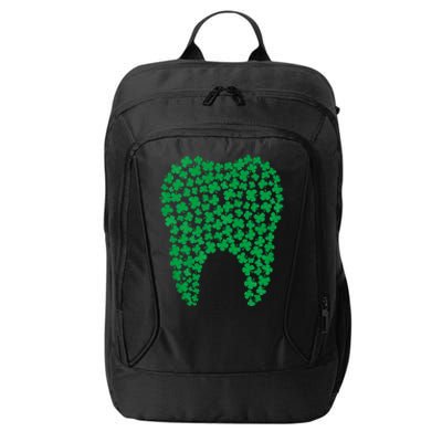 Dental Dentist Tooth Green Shamrocks St Patrick's Day Gift City Backpack