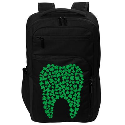 Dental Dentist Tooth Green Shamrocks St Patrick's Day Gift Impact Tech Backpack