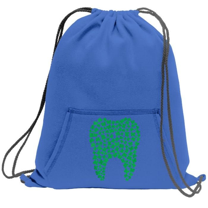 Dental Dentist Tooth Green Shamrocks St Patrick's Day Gift Sweatshirt Cinch Pack Bag