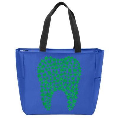 Dental Dentist Tooth Green Shamrocks St Patrick's Day Gift Zip Tote Bag