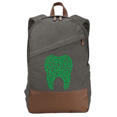 Dental Dentist Tooth Green Shamrocks St Patrick's Day Gift Cotton Canvas Backpack