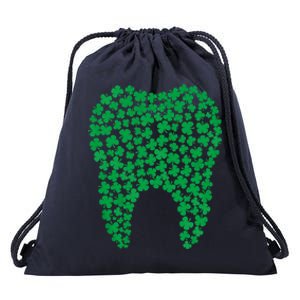 Dental Dentist Tooth Green Shamrocks St Patrick's Day Gift Drawstring Bag