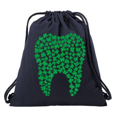 Dental Dentist Tooth Green Shamrocks St Patrick's Day Gift Drawstring Bag