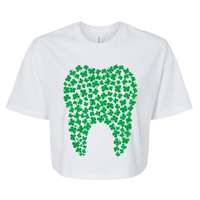 Dental Dentist Tooth Green Shamrocks St Patrick's Day Gift Bella+Canvas Jersey Crop Tee