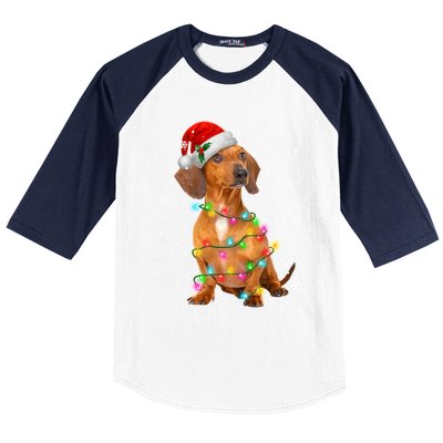 Dachshund Dogs Tree Christmas Xmas Funny Gift For Pet Dog Gift Baseball Sleeve Shirt