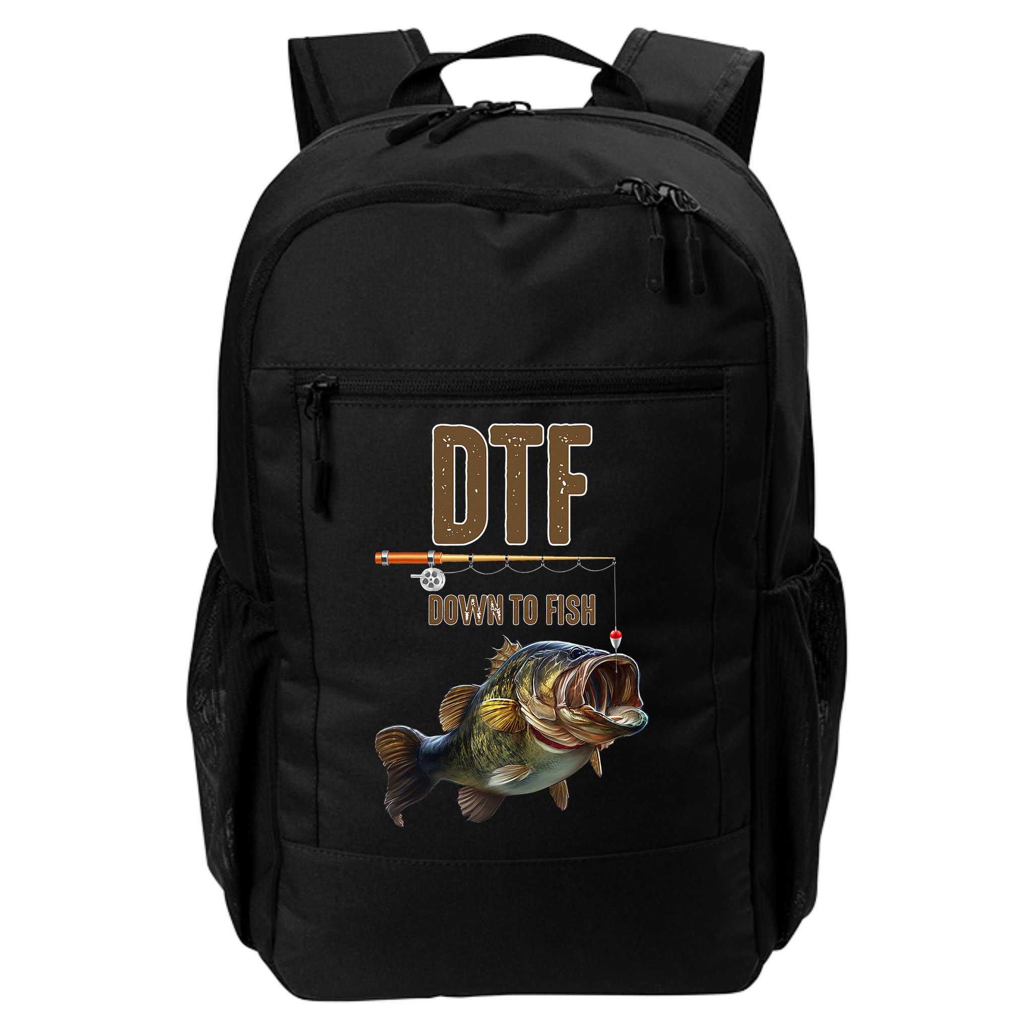 DTF Down To Fishing Adult Humor Funny Fisherman Backpack