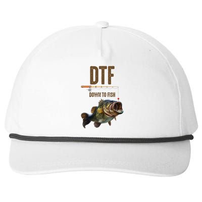 DTF Down To Fishing Adult Humor Funny Fisherman Snapback Five-Panel Rope Hat