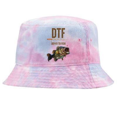 DTF Down To Fishing Adult Humor Funny Fisherman Tie-Dyed Bucket Hat