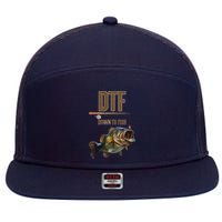 DTF Down To Fishing Adult Humor Funny Fisherman 7 Panel Mesh Trucker Snapback Hat