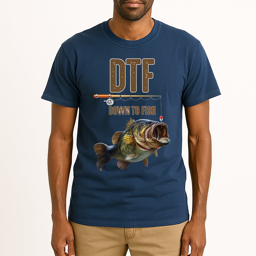 DTF Down To Fishing Adult Humor Funny Fisherman Tall T-Shirt