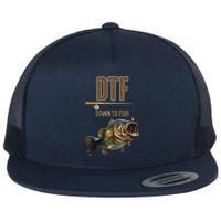 DTF Down To Fishing Adult Humor Funny Fisherman Flat Bill Trucker Hat