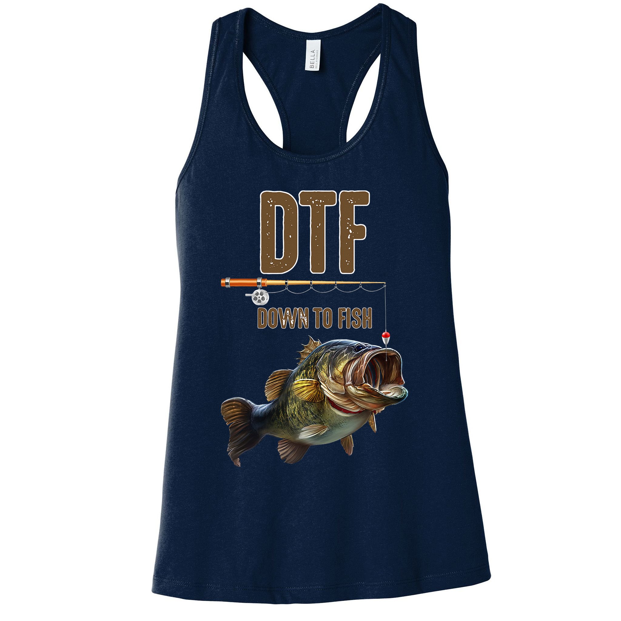 DTF Down To Fishing Adult Humor Funny Fisherman Womens Tank Top