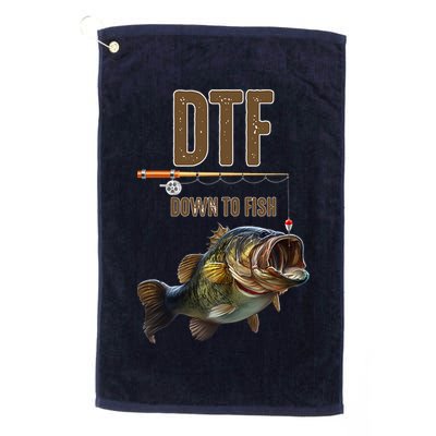DTF Down To Fishing Adult Humor Funny Fisherman Golf Towel
