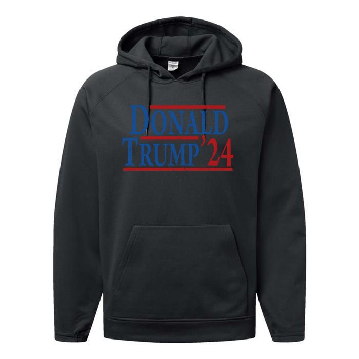 Distressed Donald Trump 2024 Performance Fleece Hoodie