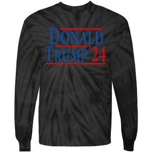 Distressed Donald Trump 2024 Tie-Dye Long Sleeve Shirt