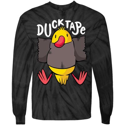 Ducktape Duck Trap Funny Duct Tape Tie-Dye Long Sleeve Shirt