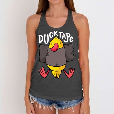 Ducktape Duck Trap Funny Duct Tape Women's Knotted Racerback Tank