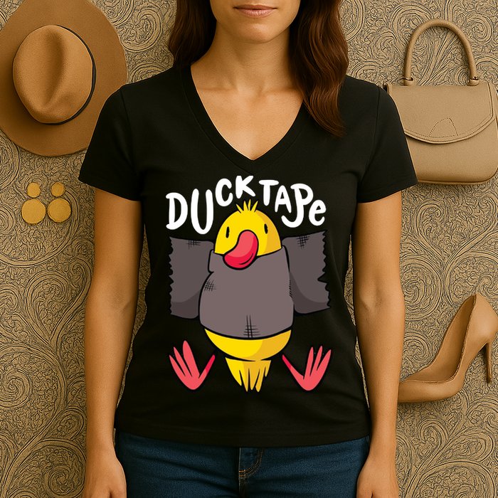 Ducktape Duck Trap Funny Duct Tape Women's V-Neck T-Shirt